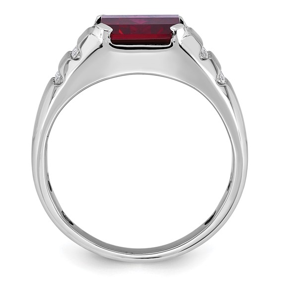 14k White Gold IBGoodman Men's Cr. Ruby and Diamond Complete Ring