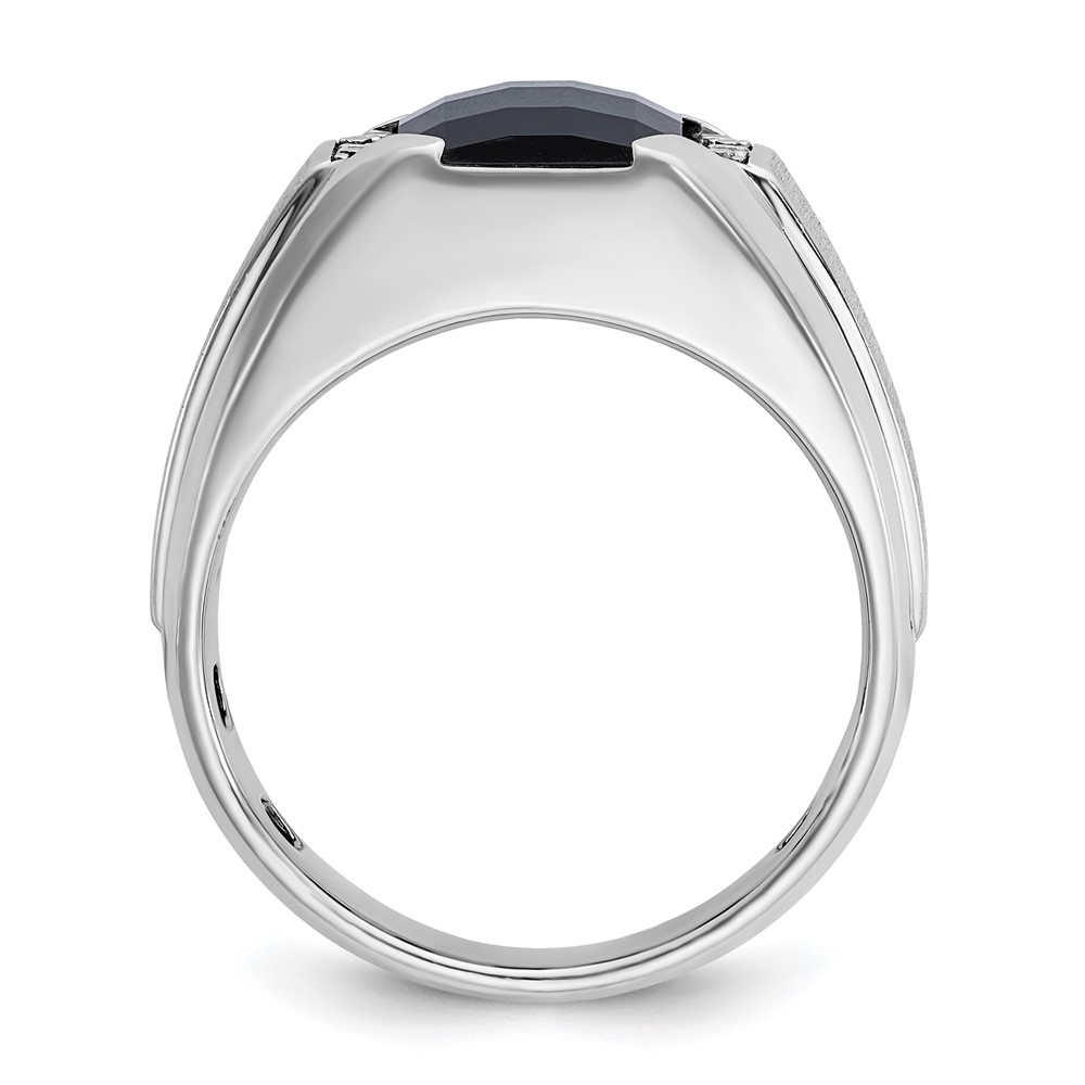 IBGoodman 14k White Gold Men's Polished and Satin Onyx and .02 Carat AA Quality Diamond Ring (B52014-4WOX/AA)