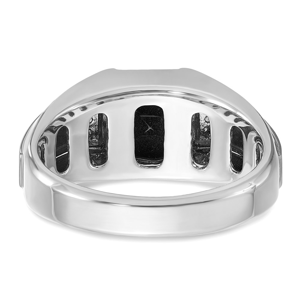 IBGoodman 14k White Gold Men's Polished and Satin Onyx and .02 Carat AA Quality Diamond Ring (B52014-4WOX/AA)