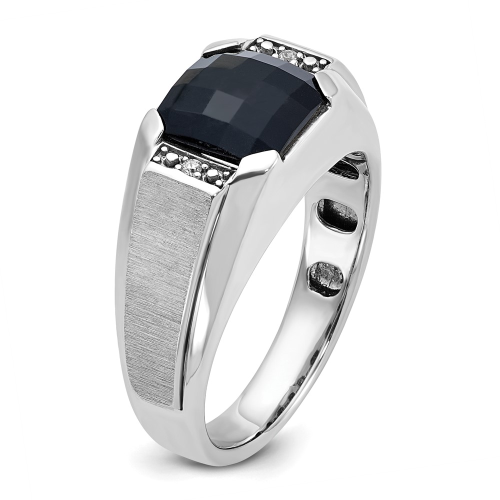 IBGoodman 14k White Gold Men's Polished and Satin Onyx and .02 Carat AA Quality Diamond Ring (B52014-4WOX/AA)