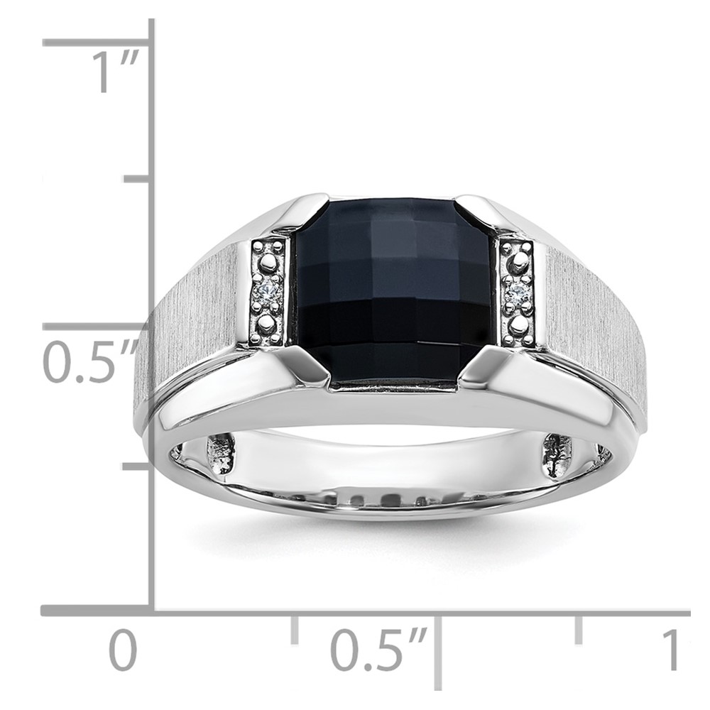 IBGoodman 14k White Gold Men's Polished and Satin Onyx and .02 Carat AA Quality Diamond Ring (B52014-4WOX/AA)