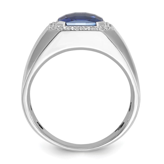 White Gold IBGoodman Men's Cr. Sapphire & Diamond Complete RingS
