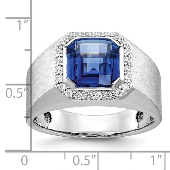 White Gold IBGoodman Men's Cr. Sapphire & Diamond Complete RingS