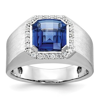 White Gold IBGoodman Men's Cr. Sapphire & Diamond Complete RingS