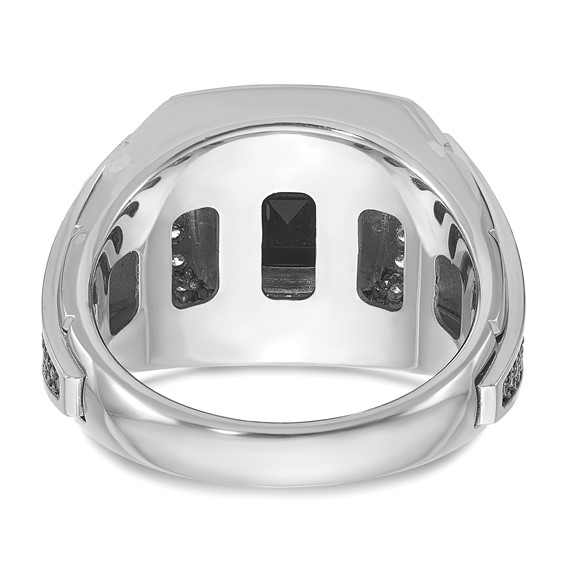 IB Goodman 14k White Gold with Black Rhodium Mens Cushion Onyx and 1/4 carat Diamond Complete Ring