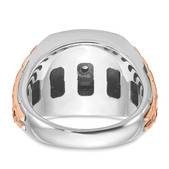 IB Goodman 14k Two-tone White/Rose Gold Mens Cushion Onyx Diamond Ring Mounting
