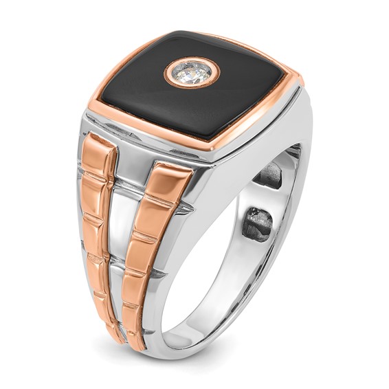 IB Goodman 14k Two-tone White/Rose Gold Mens Cushion Onyx Diamond Ring Mounting