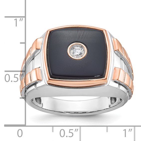 IB Goodman 14k Two-tone White/Rose Gold Mens Cushion Onyx Diamond Ring Mounting