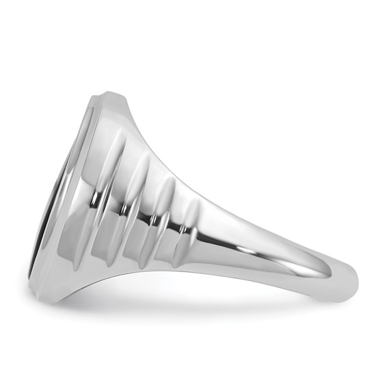 IB Goodman 14k White Gold Mens Oval Onyx Complete Ring