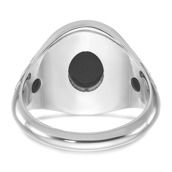 IB Goodman 14k White Gold Mens Oval Onyx Complete Ring