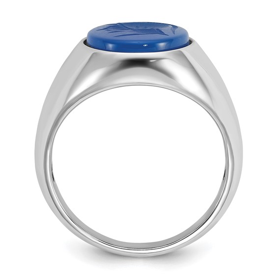 SS IBGoodman Blue Agate Intaglio Complete Ring