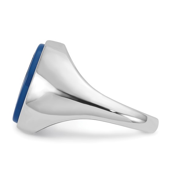 IB Goodman 14k White Gold Mens Oval Blue Agate Complete Ring