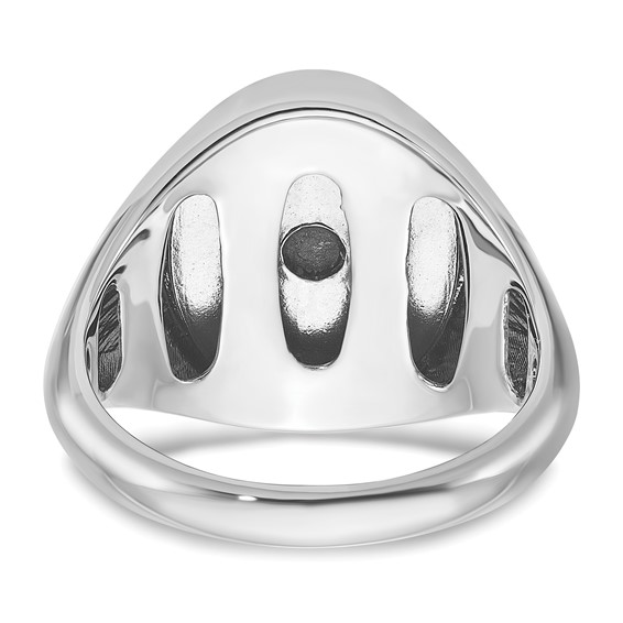 IB Goodman 14k White Gold Mens Oval Blue Agate Complete Ring