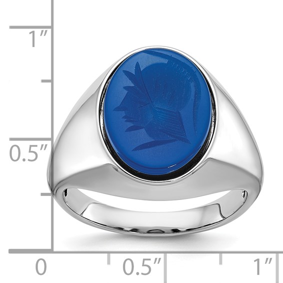 SS IBGoodman Blue Agate Intaglio Complete Ring