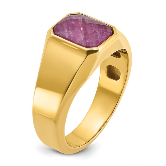 IB Goodman 14k Mens Octagon Ruby Doublet Stone Complete Ring