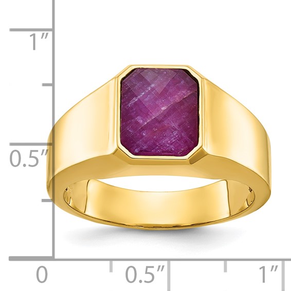 IB Goodman 14k Mens Octagon Ruby Doublet Stone Complete Ring