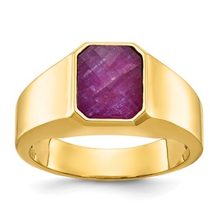 IB Goodman 14k Mens Octagon Ruby Doublet Stone Complete Ring