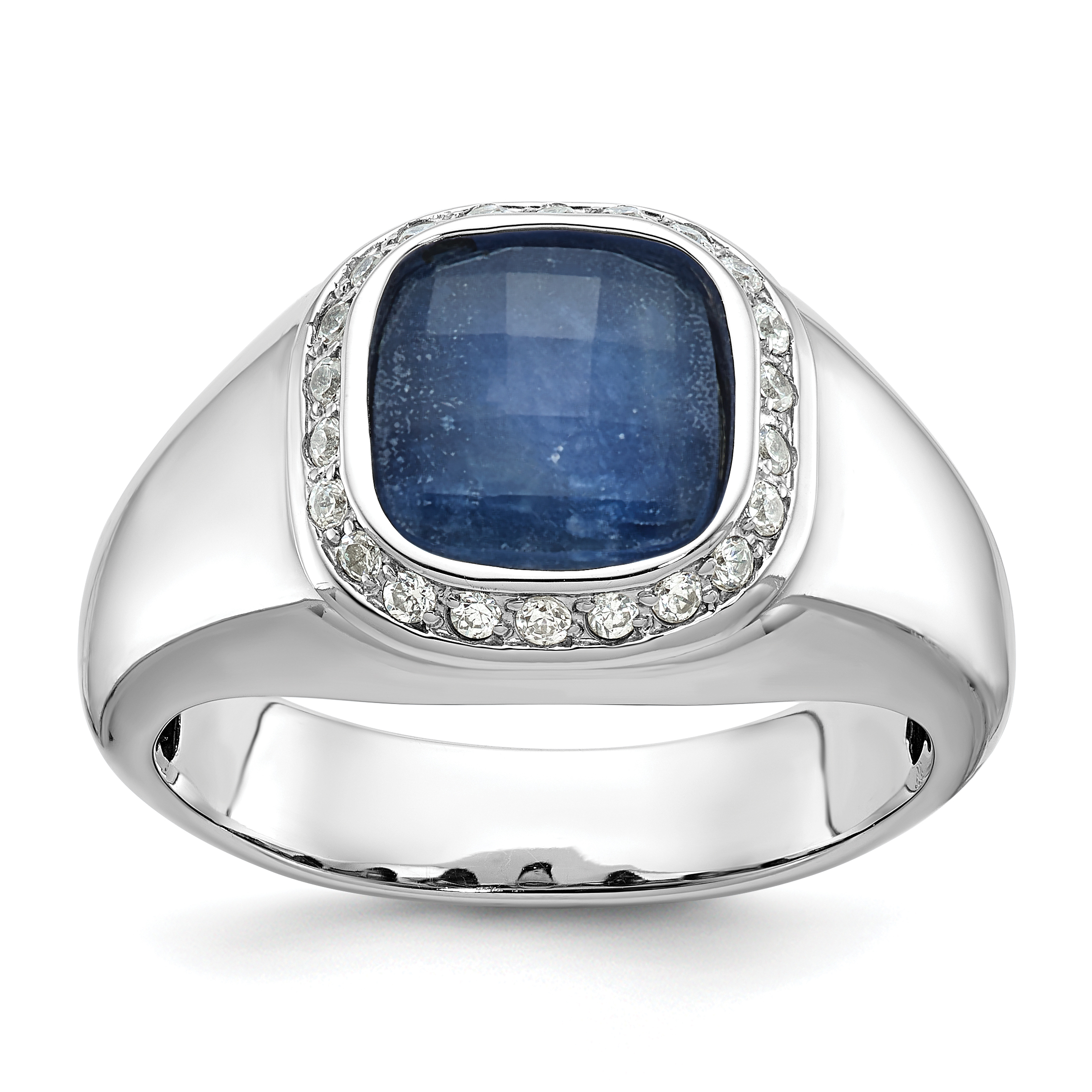 10kw IBGoodman Men's Sapphire Doublet Stone and Diamond Complete Ring (B52133-0WS/A)