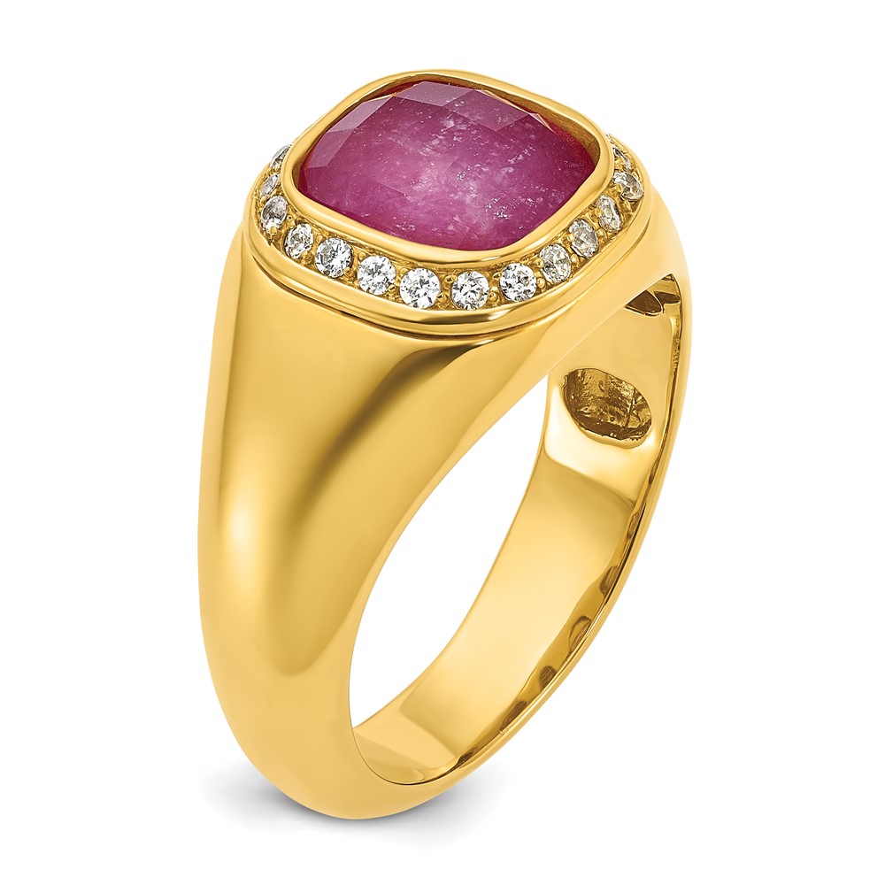 10k IBGoodman Men's Ruby Doublet Stone and Diamond Complete Ring (B52133-0YR/A)