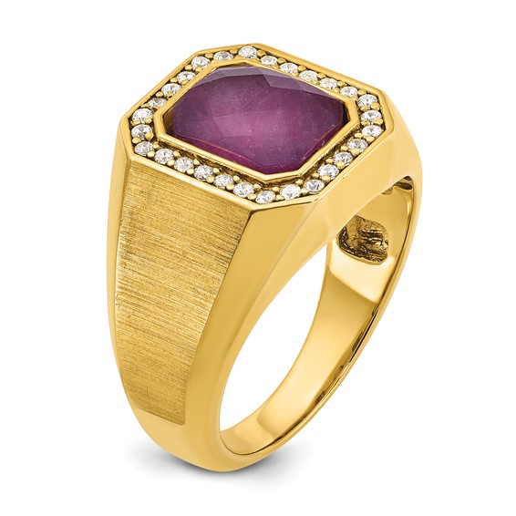 GTS YG DIA/CREATED RUBY DOUBLET RING