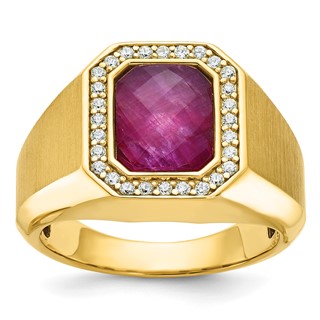 GTS YG DIA/CREATED RUBY DOUBLET RING