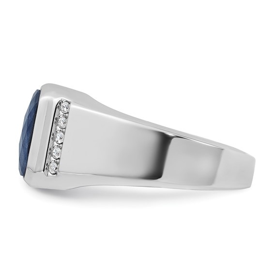 10k White Gold IBGoodman Sapphire Doublet/Diamond Complete Ring