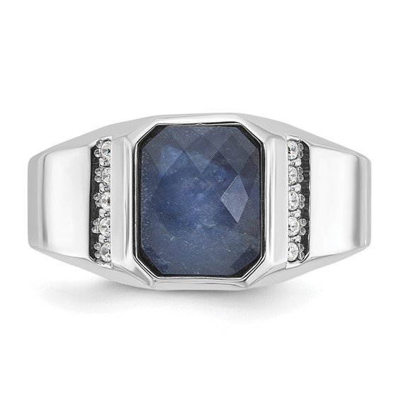 10k White Gold IBGoodman Sapphire Doublet/Diamond Complete Ring