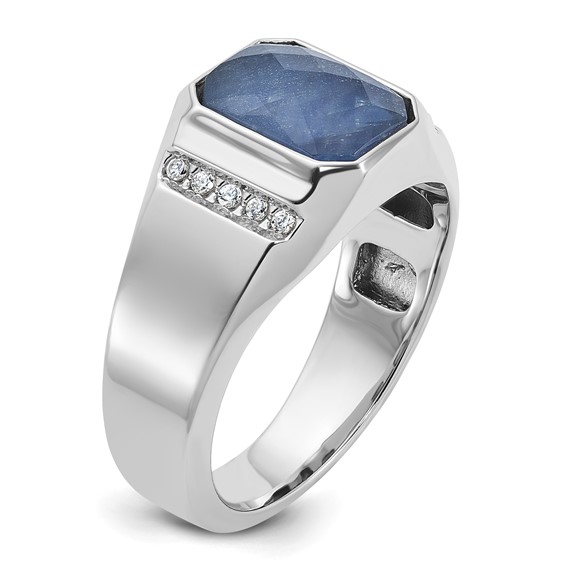 10k White Gold IBGoodman Sapphire Doublet/Diamond Complete Ring