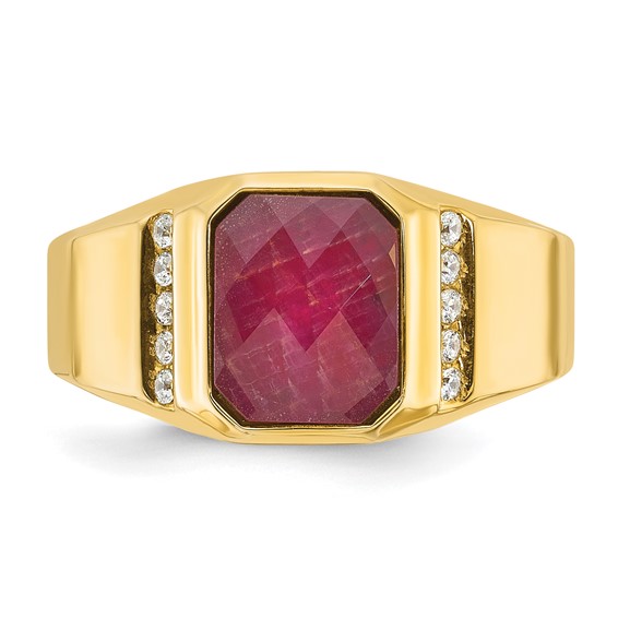GTS YG DIA/CREATED RUBY DOUBLET RING