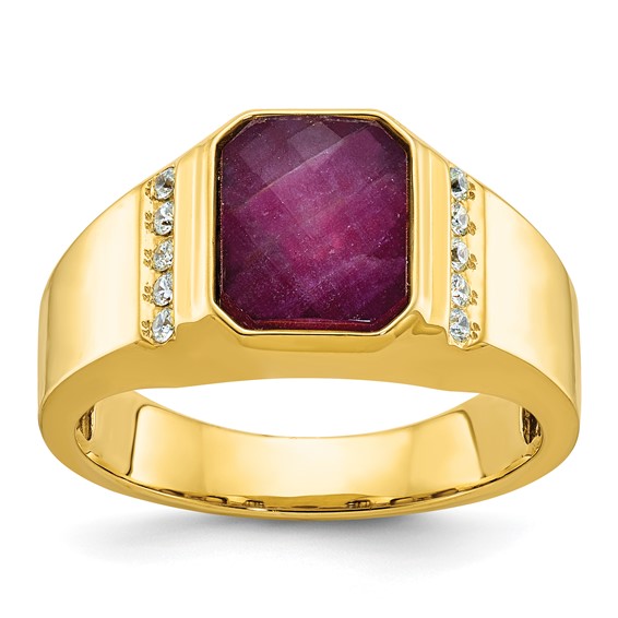 GTS YG DIA/CREATED RUBY DOUBLET RING