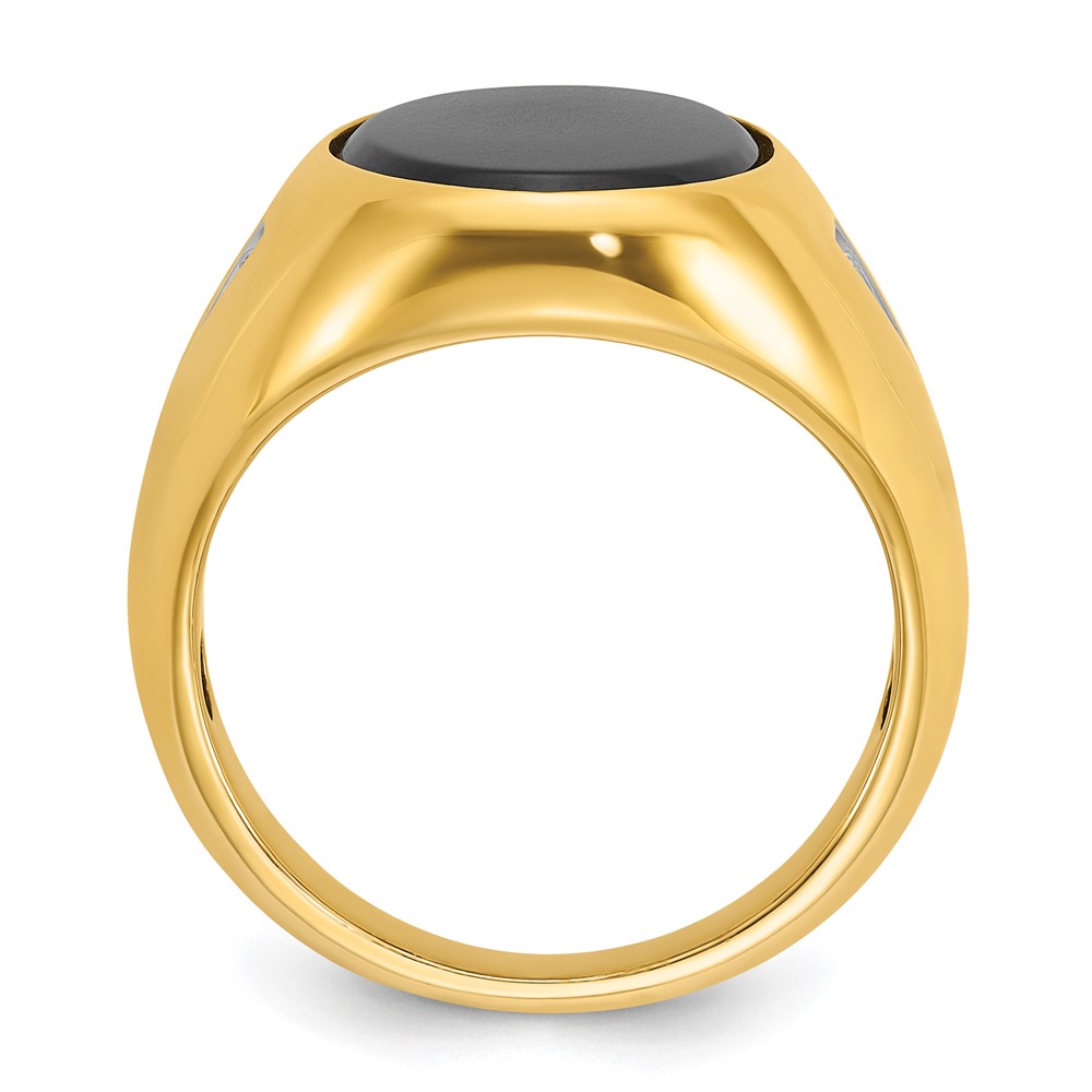 10k IBGoodman Men's Oval Onyx and Diamond Complete Ring (B52139-0YOX/A)