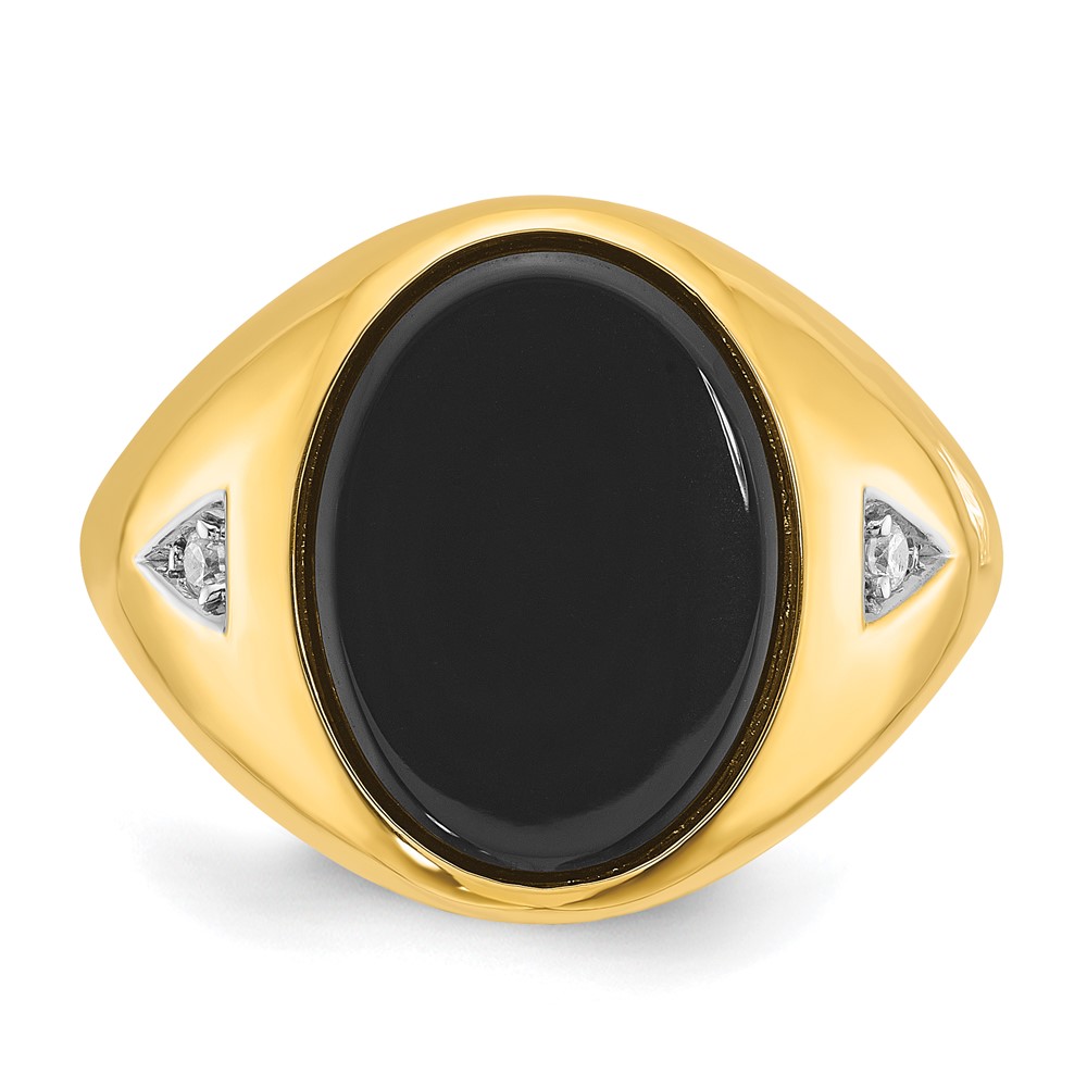 10k IBGoodman Men's Oval Onyx and Diamond Complete Ring (B52139-0YOX/A)