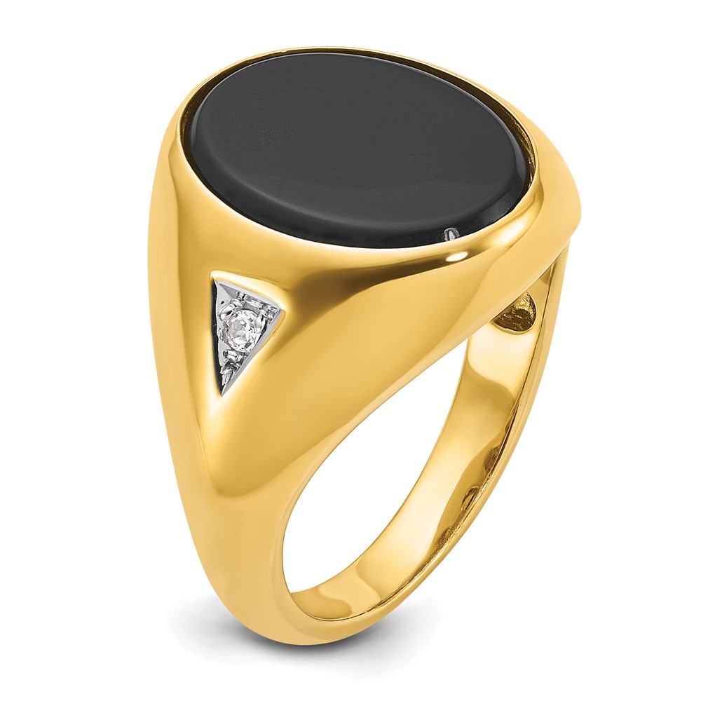 10k IBGoodman Men's Oval Onyx and Diamond Complete Ring (B52139-0YOX/A)