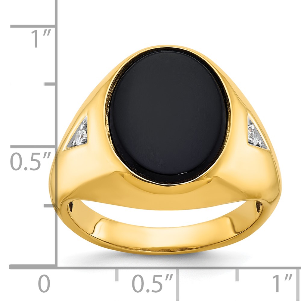 10k IBGoodman Men's Oval Onyx and Diamond Complete Ring (B52139-0YOX/A)