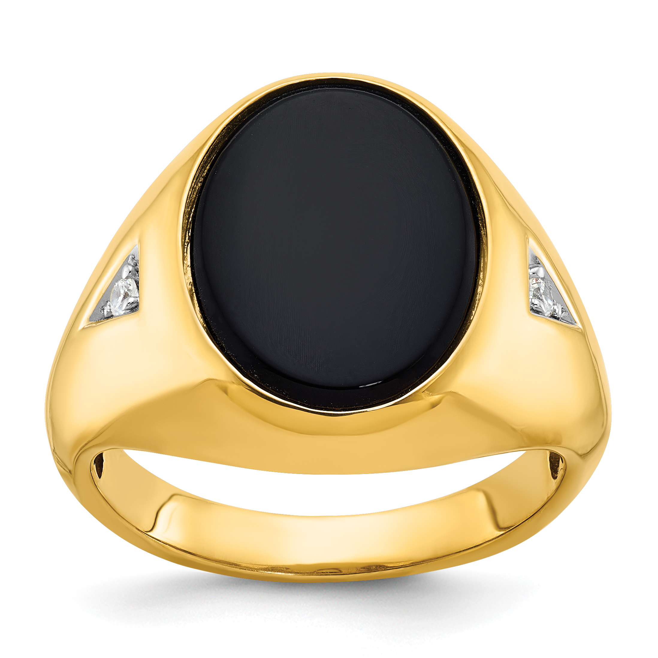 10k IBGoodman Men's Oval Onyx and Diamond Complete Ring (B52139-0YOX/A)