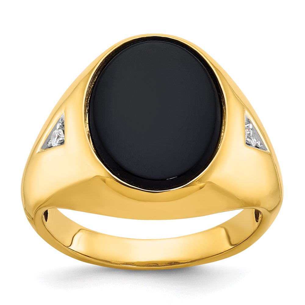 10k IBGoodman Men's Oval Onyx and Diamond Complete Ring (B52139-0YOX/A)