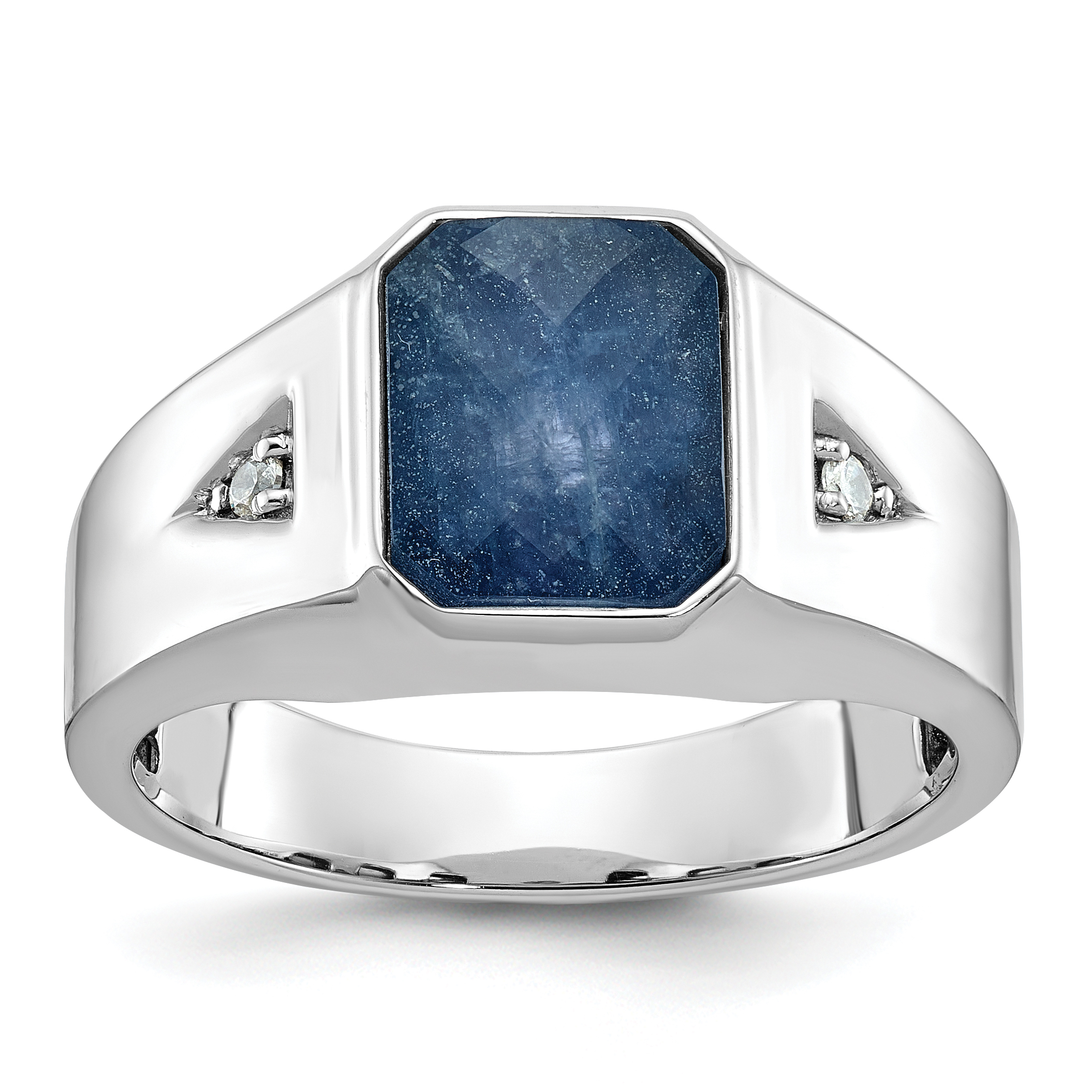 10kw IBGoodman Men's Sapphire Doublet Stone and Diamond Complete Ring (B52140-0WS/A)