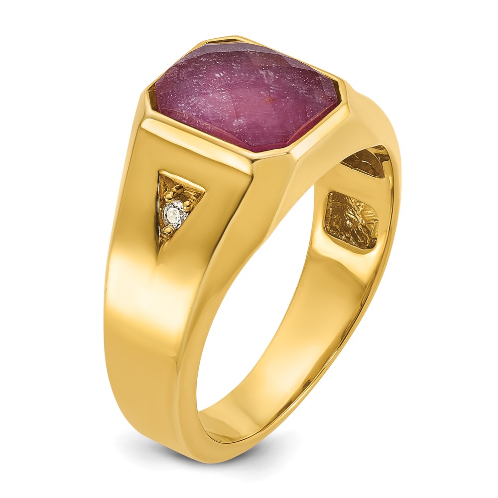 10k IBGoodman Men's Created Ruby Doublet Stone and Diamond Complete Ring (B52140-0YR/A)