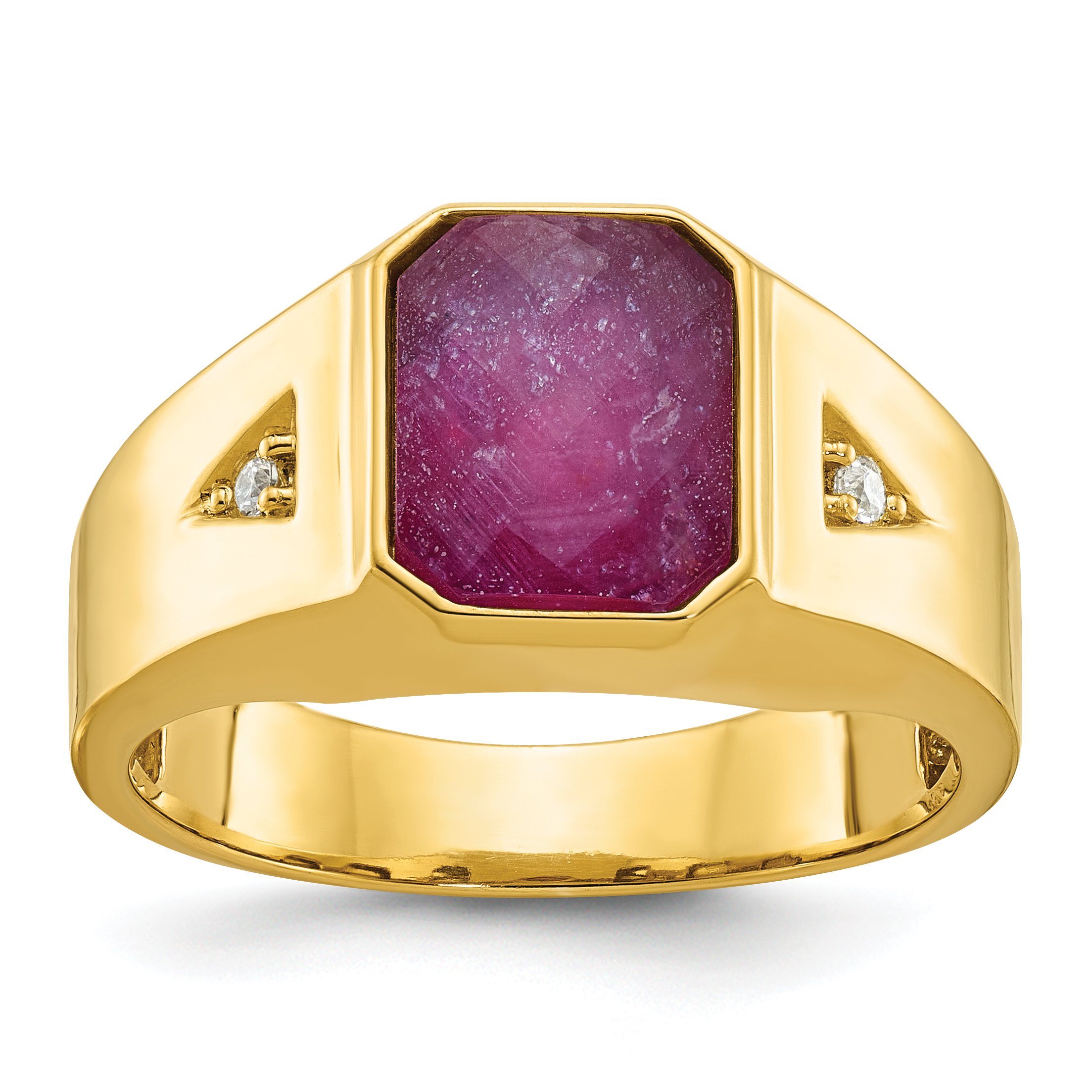 10k IBGoodman Men's Created Ruby Doublet Stone and Diamond Complete Ring (B52140-0YR/A)