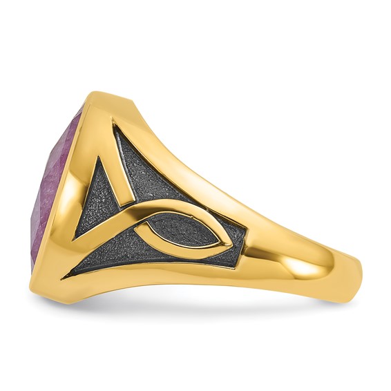 IBGoodman Men's w/Black Rhodium Ruby Doublet Stone Rings