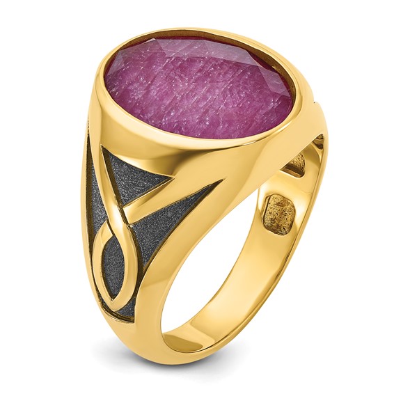 IBGoodman Men's w/Black Rhodium Ruby Doublet Stone Rings