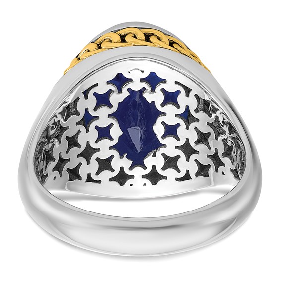 Men's Two-tone Created Saph/ Lab Grown VS/SI+ G+ Dia Ring