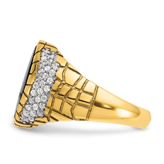 IB Goodman 14k Mens Oval Onyx and 7/8 carat Diamond Nugget Complete Ring