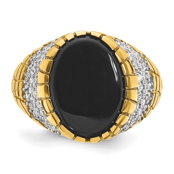 IB Goodman 14k Mens Oval Onyx and 7/8 carat Diamond Nugget Complete Ring