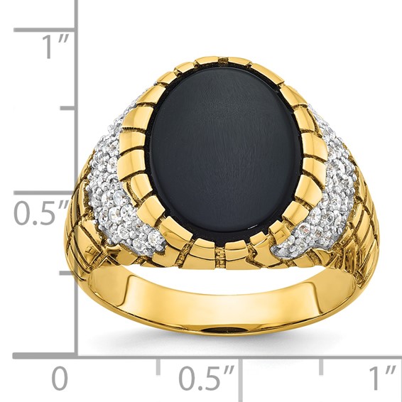 IB Goodman 14k Mens Oval Onyx and 7/8 carat Diamond Nugget Complete Ring