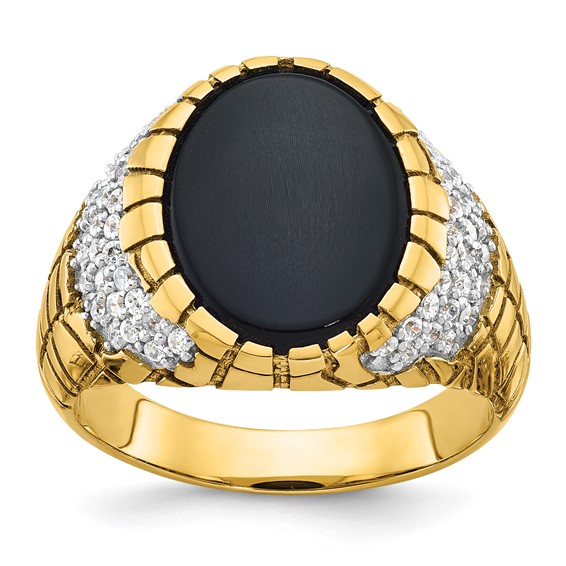 IB Goodman 14k Mens Oval Onyx and 7/8 carat Diamond Nugget Complete Ring