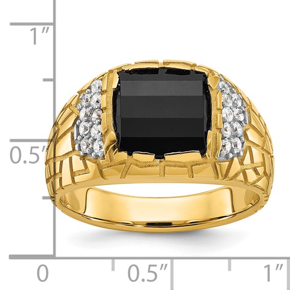 IBGoodman Men's Polished & Nugget Texture Gemstone & Diamond Rings