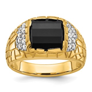 IBGoodman Men's Polished & Nugget Texture Gemstone & Diamond Rings