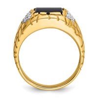IBGoodman 14K Yellow Gold 0.25 Carat Lab Grown Diamond VS SI+ G+ and Onyx Complete Nugget Men's Ring view 2