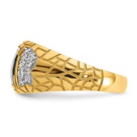 IBGoodman 14K Yellow Gold 0.25 Carat Lab Grown Diamond VS SI+ G+ and Onyx Complete Nugget Men's Ring view 3